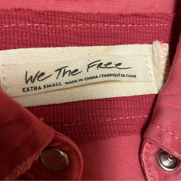 Free People Dylan Button Down Babydoll Top Size XS Solid Pink Snap Buttons - Picture 10 of 11